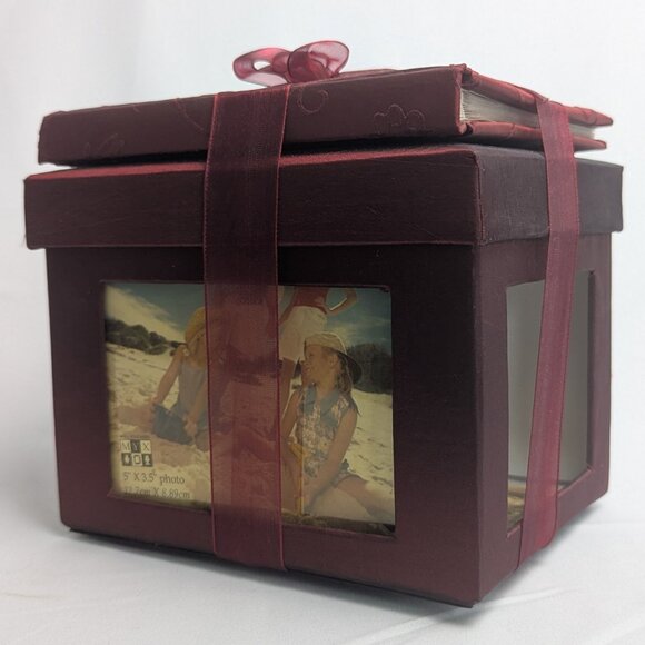 Burgundy Fabric Photo Cubes